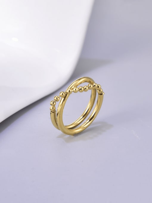 18K Gold Titanium Steel Double Layer Irregular Vintage Stackable Ring