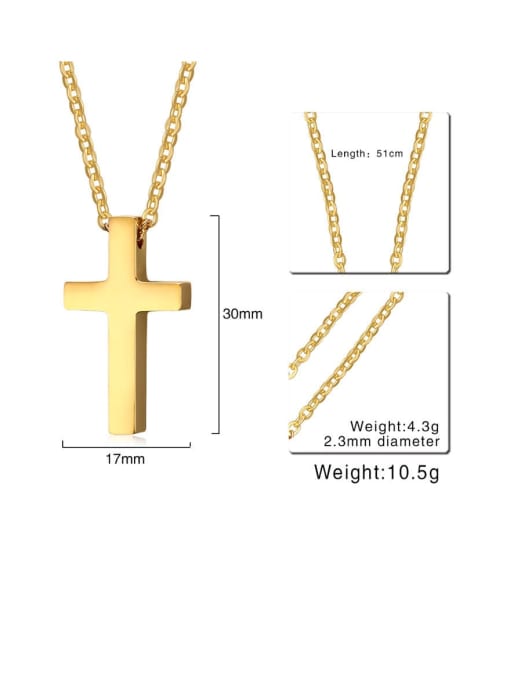 CONG Stainless Steel  Smooth Cross Minimalist Regligious Necklace 4