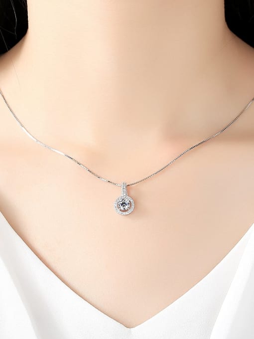 CCUI 925 Sterling Silver Micro Setting Zircon Crystal  Necklace 1