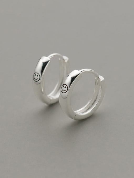 Rosh 925 Sterling Silver Smiley Geometric Minimalist Huggie Earring 2