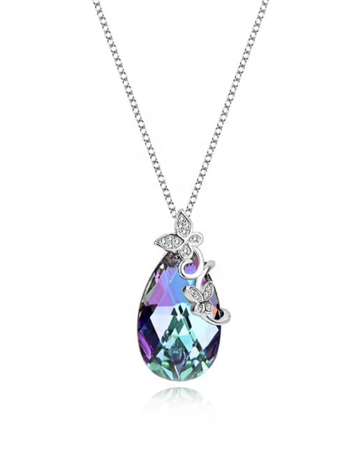 BC-Swarovski Elements 925 Sterling Silver Austrian Crystal Water Drop Classic Necklace 4