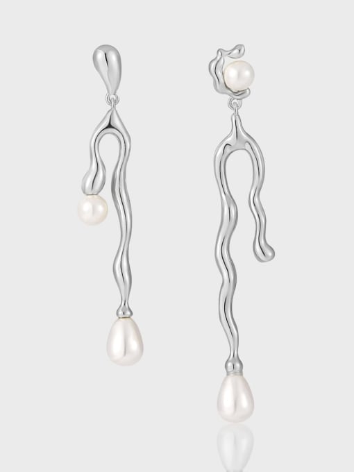 DAKA 925 Sterling Silver Imitation Pearl Tassel Vintage Drop Earring 4