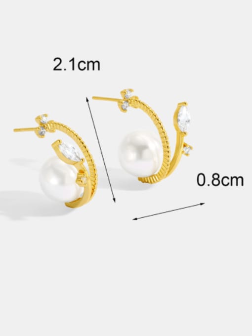CHARME Brass Imitation Pearl Irregular Minimalist Stud Earring 2
