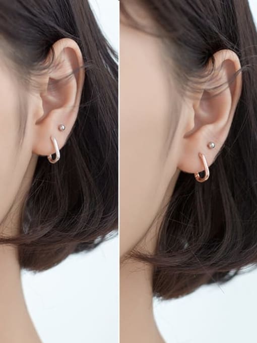 Rosh 925 Sterling Silver Geometric Minimalist Huggie Earring 1