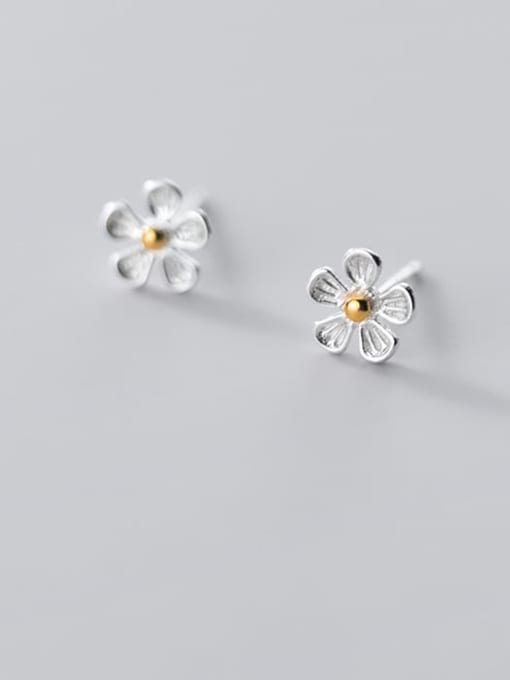 Rosh 925 Sterling Silver Flower Minimalist Stud Earring 1