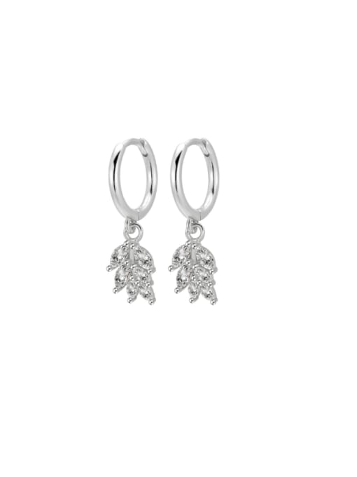 XBOX 925 Sterling Silver Cubic Zirconia Leaf Trend Huggie Earring 3