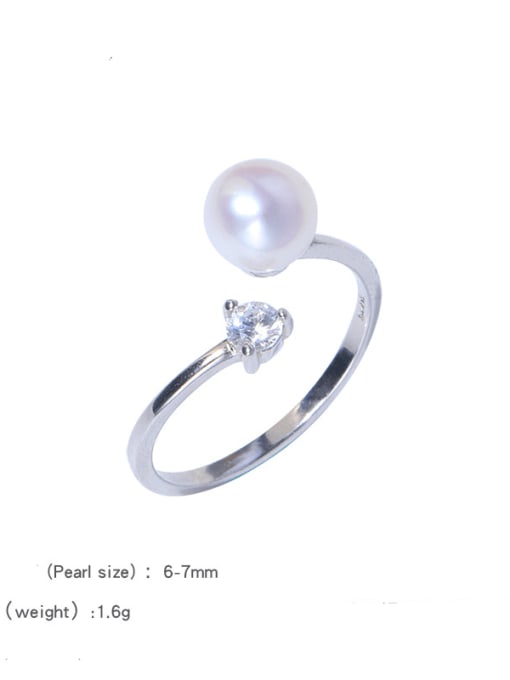 Freshwater pearl ring Brass Freshwater Pearl Round Minimalist Band Ring