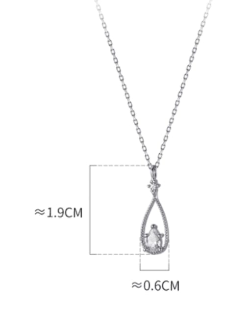 Rosh 925 Sterling Silver Cubic Zirconia Water Drop Minimalist Necklace 2