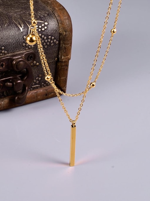 A TEEM Titanium Smooth Rectangle Minimalist pendant Necklace 2