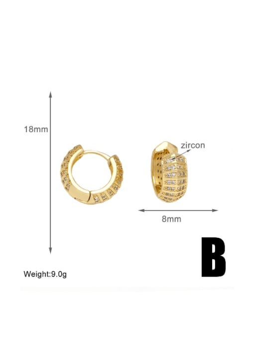 B Brass Round Vintage Huggie Earring