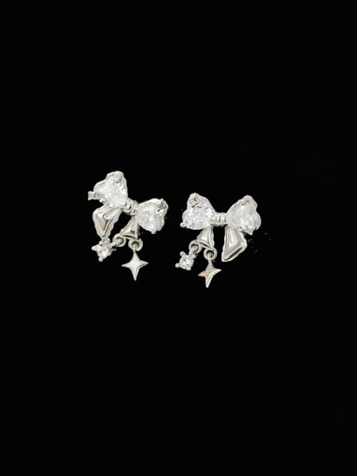 BeiFei Minimalism Silver 925 Sterling Silver Cubic Zirconia Butterfly Minimalist Stud Earring 0