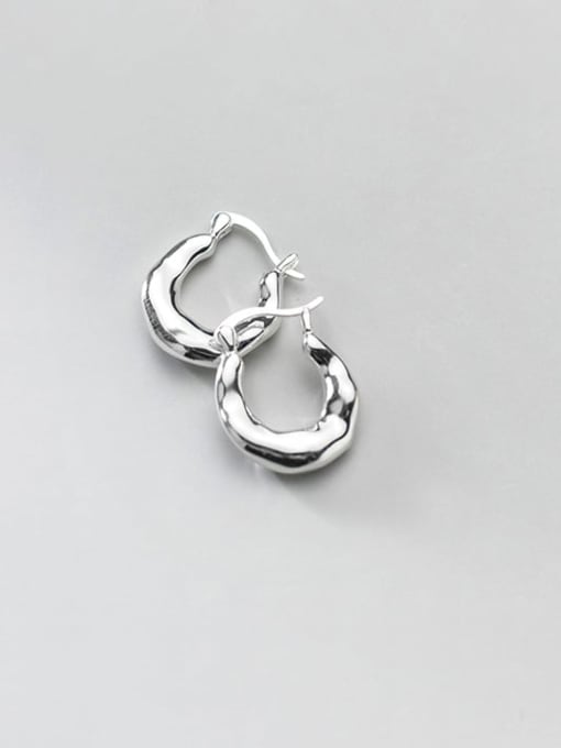 Rosh 925 Sterling Silver Irregular Minimalist Huggie Earring 2