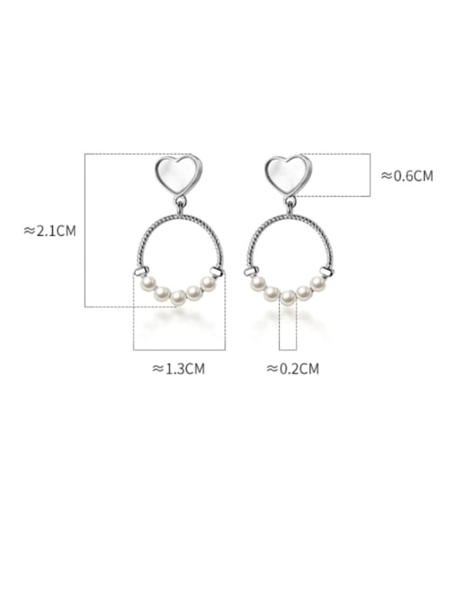 Rosh 925 Sterling Silver Imitation Pearl  Hollow Geometric Minimalist Drop Earring 2