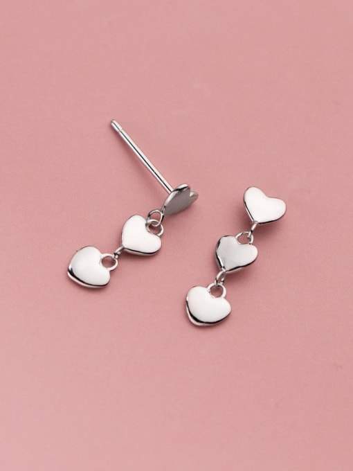 Rosh 925 Sterling Silver Heart Minimalist Long Drop Earring 2