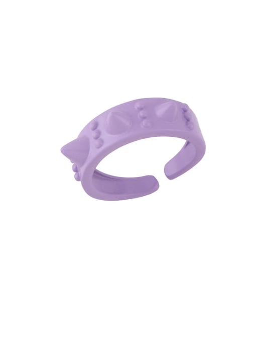 purple Brass Enamel Geometric Hip Hop Band Ring