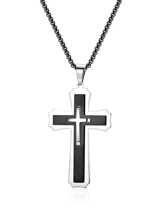 2213 black pendant chains  (Chain 470CM) Stainless steel Cross Minimalist Regligious Necklace
