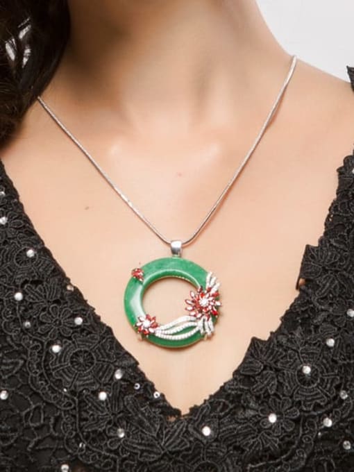 BLING SU Copper Cubic Zirconia Flower Luxury Necklace 1