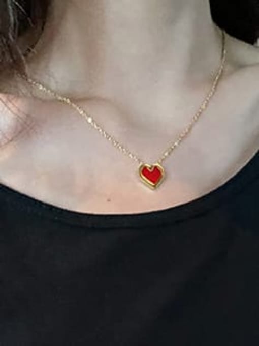 A TEEM Titanium Steel Enamel Heart Minimalist Necklace 3