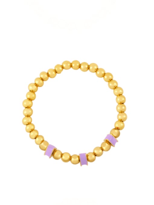 purple Brass Bead Enamel Geometric Hip Hop Beaded Bracelet