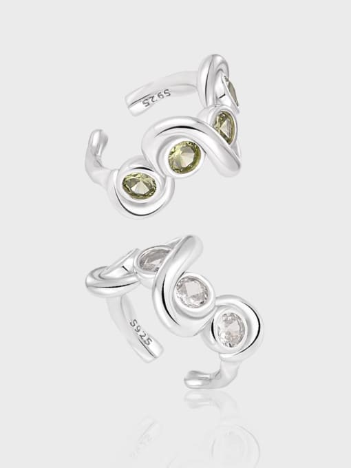 DAKA 925 Sterling Silver Cubic Zirconia Irregular Minimalist Stud Earring 0