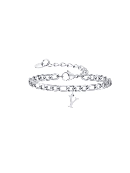 Y Stainless steel Letter Hip Hop Link Bracelet