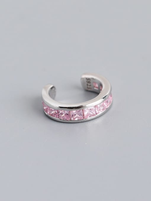 Pink stone (Platinum) single 925 Sterling Silver Cubic Zirconia Geometric Minimalist Single Earring (Single-Only One)