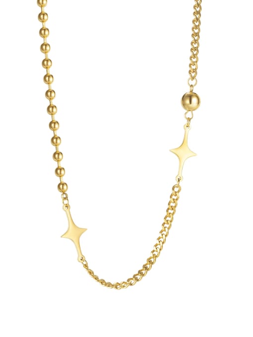2092 gold Titanium Steel Bead Star Minimalist Asymmetrical Chain Necklace