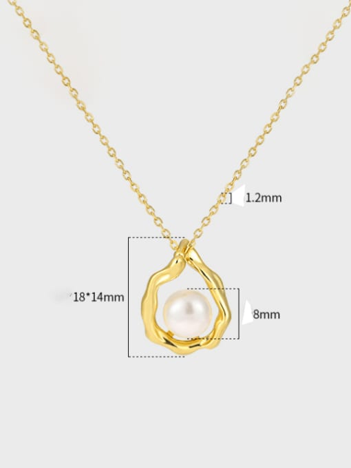 DAKA 925 Sterling Silver Imitation Pearl Geometric Minimalist Necklace 1
