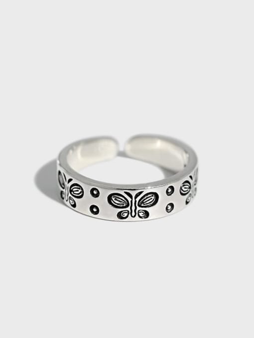 DAKA 925 Sterling Silver Butterfly Vintage Band Ring