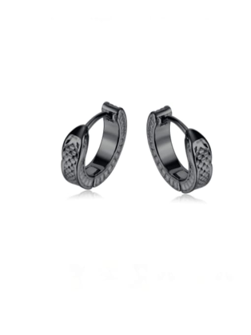 770 black Earrings Stainless steel Geometric Hip Hop Huggie Earring