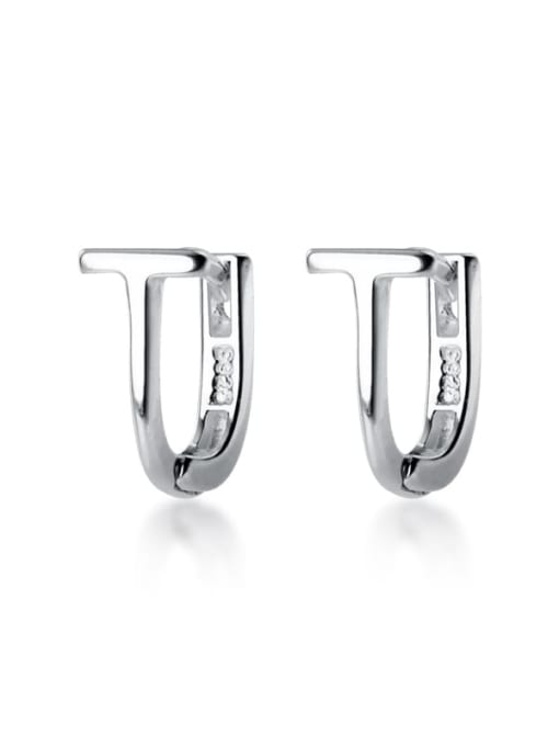 Rosh 925 Sterling Silver  minimalist U-shaped study Earring 0