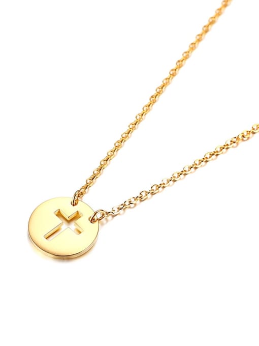 CONG Stainless Steel  Hollow Cross Minimalist Regligious Necklace 3