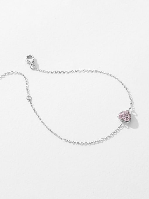 MODN 925 Sterling Silver Cubic Zirconia Heart Dainty Link Bracelet