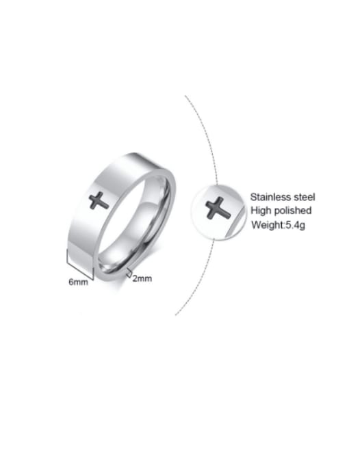 CONG Stainless steel Cross Minimalist Band Ring 2