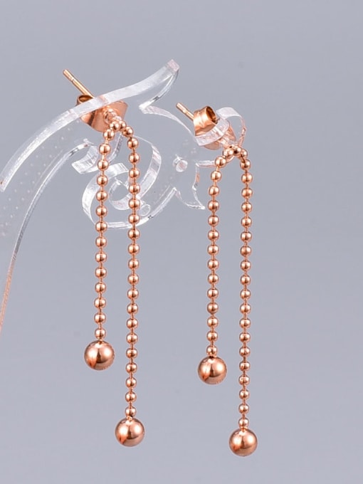 A TEEM Titanium Minimalist peas round beads tassel earrings