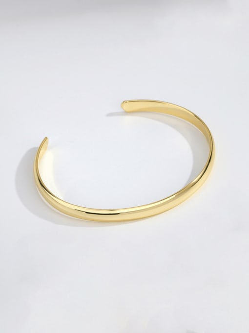 Gold curved Bracelet Brass Smooth Geometric Minimalist Cuff Bangle