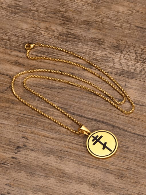 Gold pendant with chain 60CM Stainless steel Geometric Hip Hop Necklace