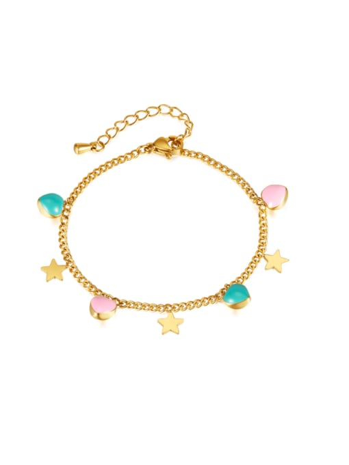 Open Sky Titanium Steel Enamel Star Minimalist Link Bracelet