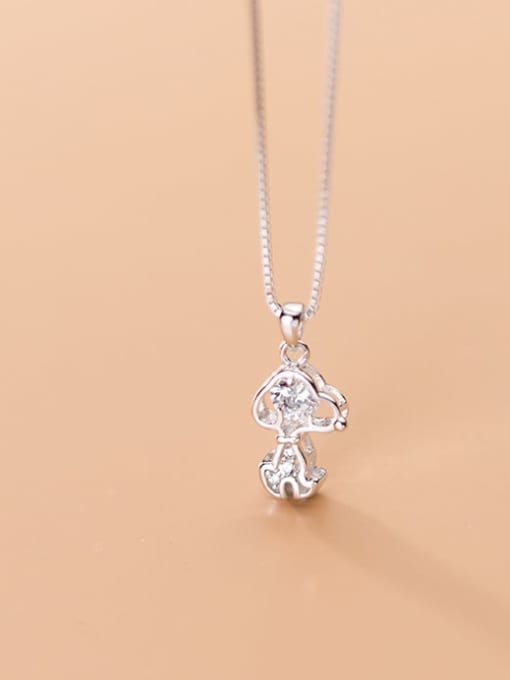 Rosh 925 Sterling Silver Cubic Zirconia Cute Dog Charm Necklace 0