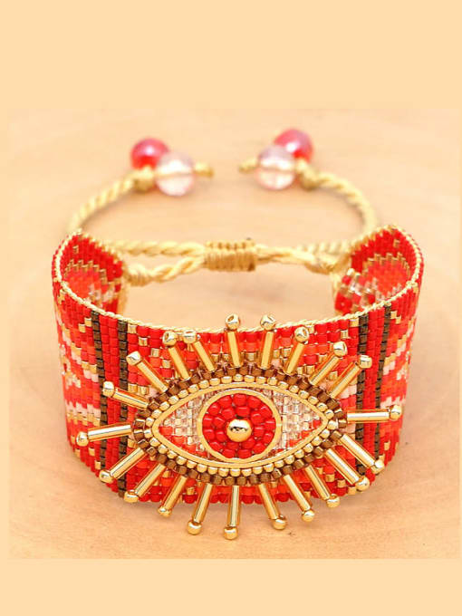 MI B190617B,Red Miyuki beads Evil Eye Bohemia Handmade Weave Bracelet