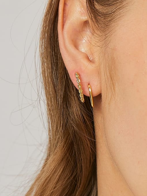 CHARME Brass Geometric Minimalist  Double Layer Earring 1