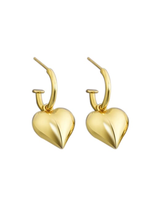 18K Gold 925 Sterling Silver Heart Minimalist Drop Earring