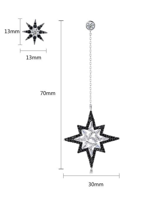 BLING SU Brass Cubic Zirconia Asymmetry Star Minimalist Drop Earring 4
