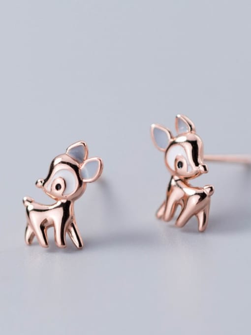 Rosh 925 Sterling Silver Deer Cute Stud Earring 1