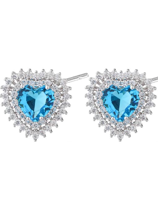 ROSS Copper Glass Stond  Heart Luxury Stud Earring