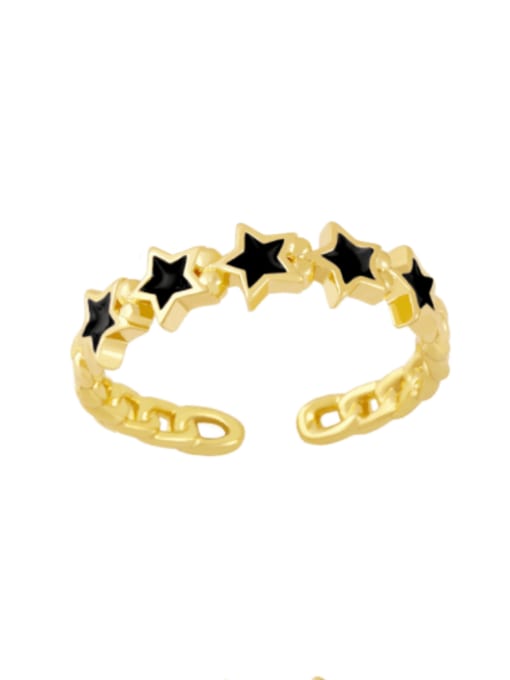black Brass Enamel Star Minimalist Band Ring