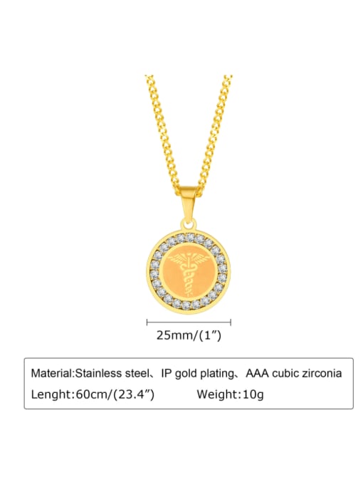 CONG Stainless steel Cubic Zirconia Geometric Hip Hop Necklace 2