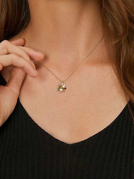 CHARME Brass Opal Geometric Vintage Necklace 1