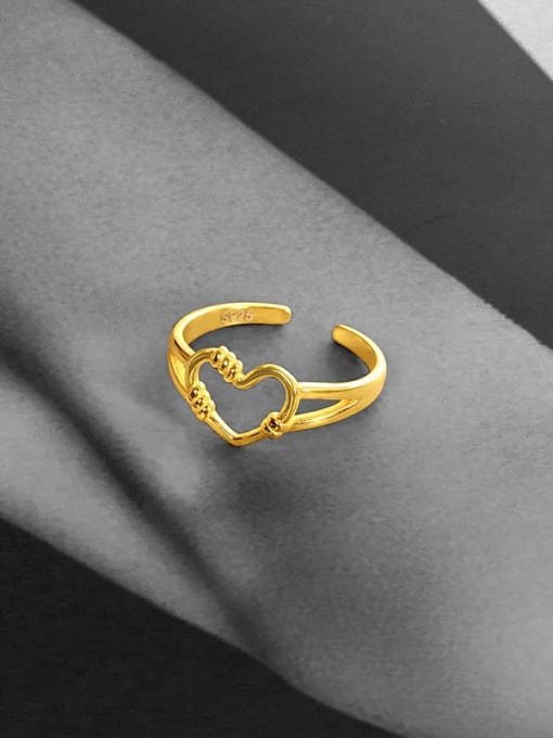 RS710 【 Gold 】 925 Sterling Silver Heart Minimalist Band Ring