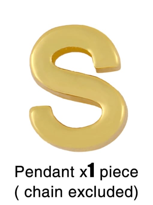 S (without chain) Brass Smooth Minimalist Letter Pendant